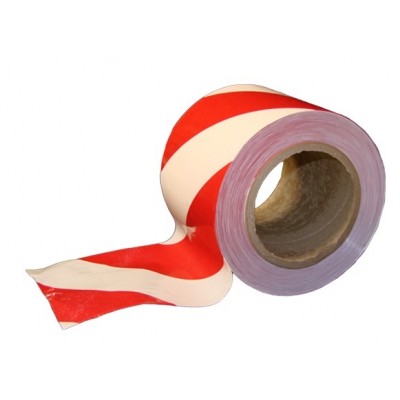 Лента сигнальная красно белая 75 mm x 100 m