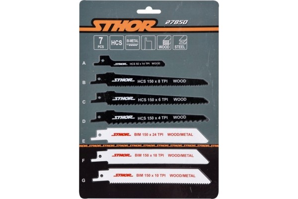 Полотна для сабельной пилы по дереву 150 мм (набор 7шт) VOREL