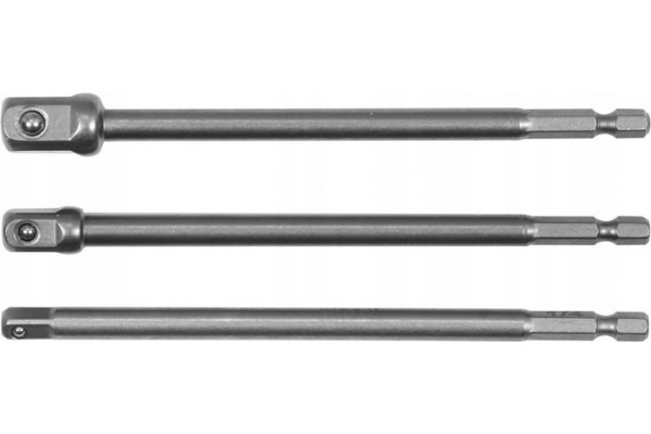 Переходники для шуруповерта под головки 1/4", 3/8", 1/2" 150мм (3шт.) YATO