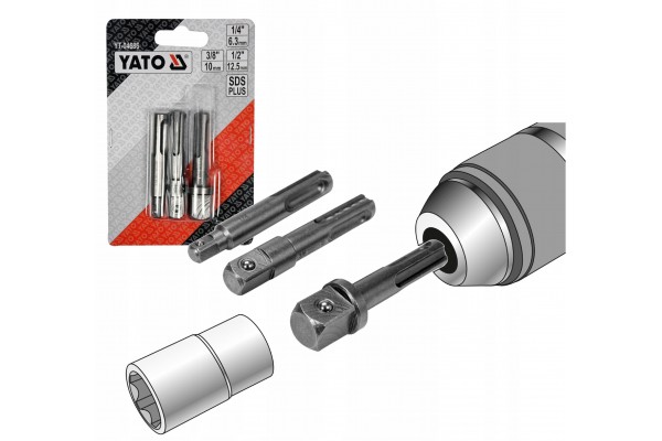 Переходники SDS+ под головки 1/4", 3/8" и 1/2" (3шт.) YATO