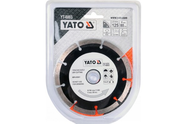Отрезной алмазный диск для сухой резки 125 мм (сегмент) YATO