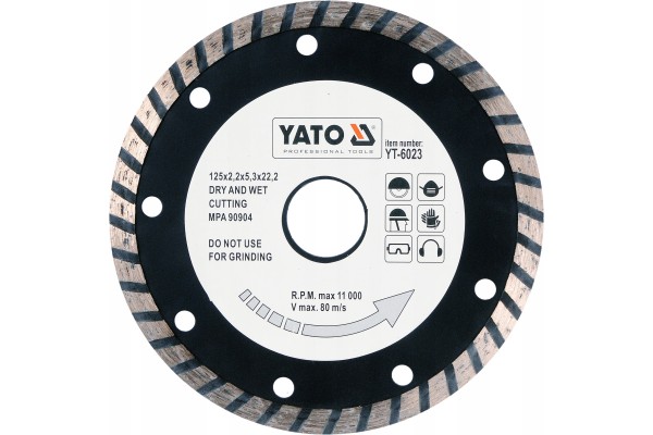 Отрезной алмазный диск TURBO универсальный 125 мм YATO